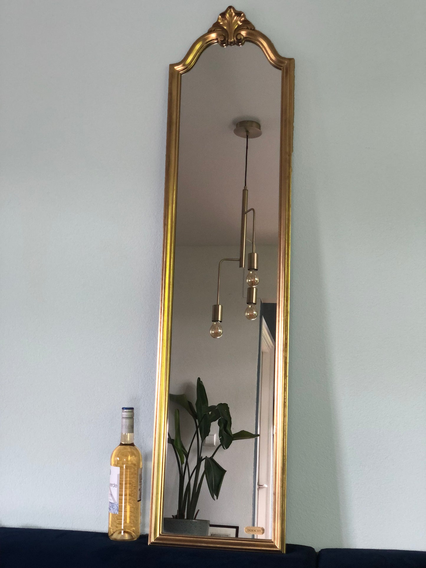 Deknudt Full Length Crested Giltwood Mirror 1970s