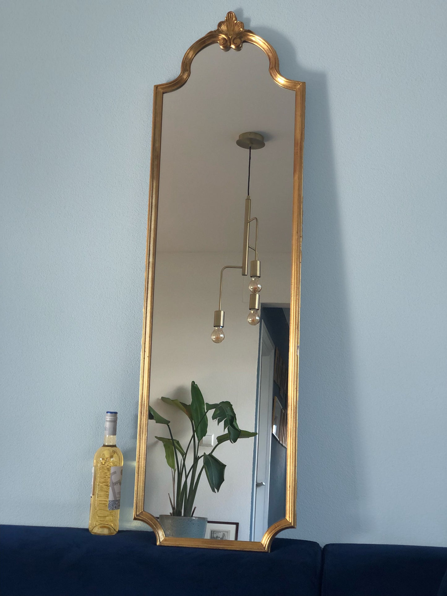 Reserved Deknudt Full Length Crested Giltwood Mirror 1970s