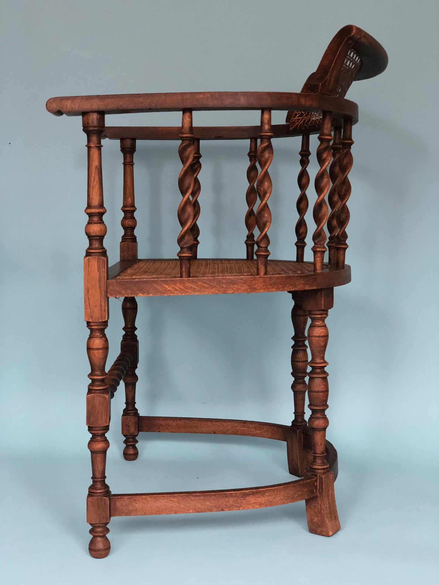Edwardian Barley Twist Corner Chair With Cane 19th Century