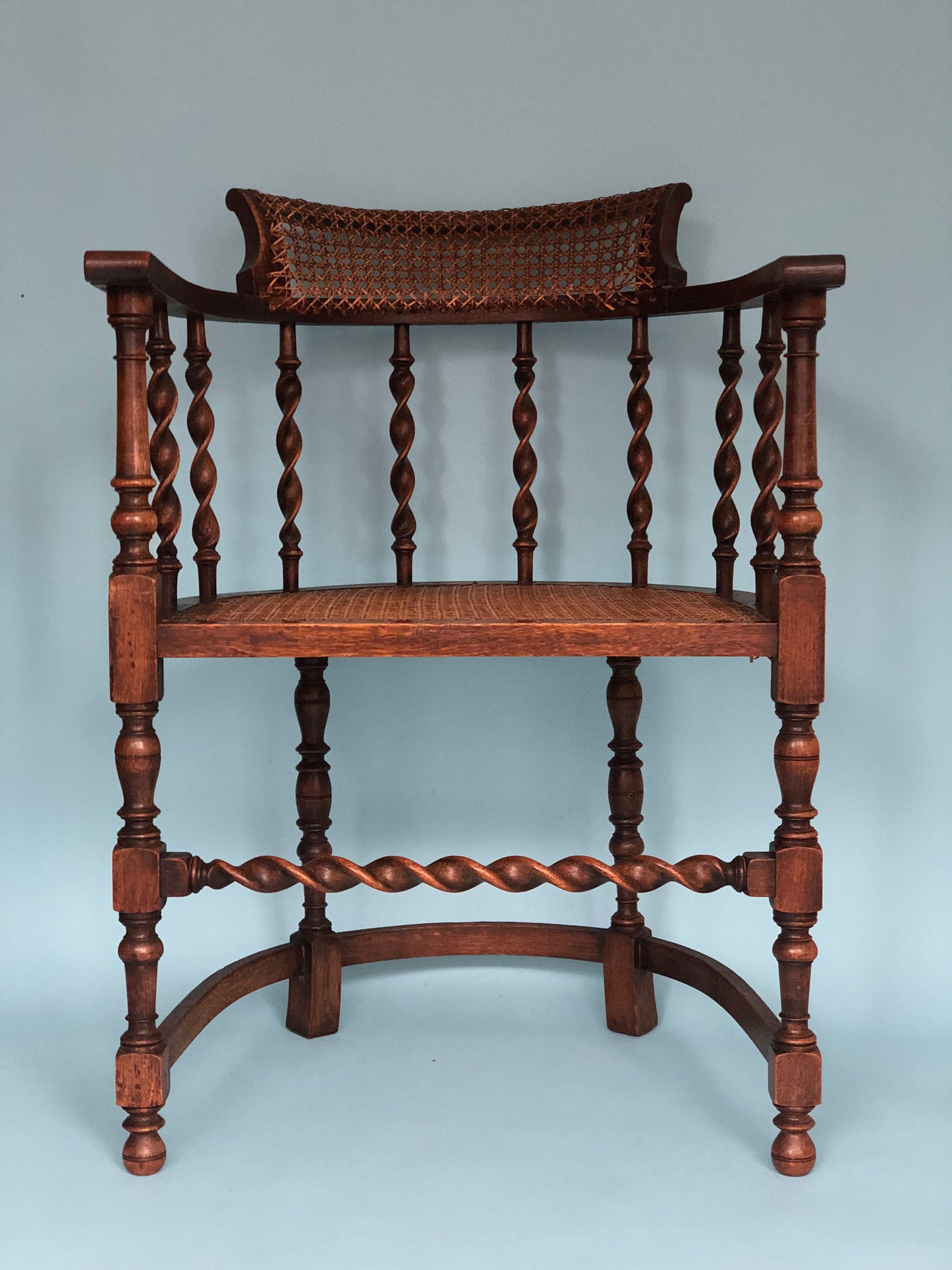 Edwardian Barley Twist Corner Chair With Cane 19th Century