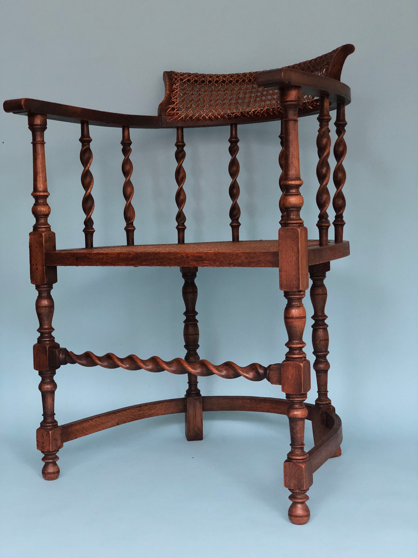 Edwardian Barley Twist Corner Chair With Cane 19th Century