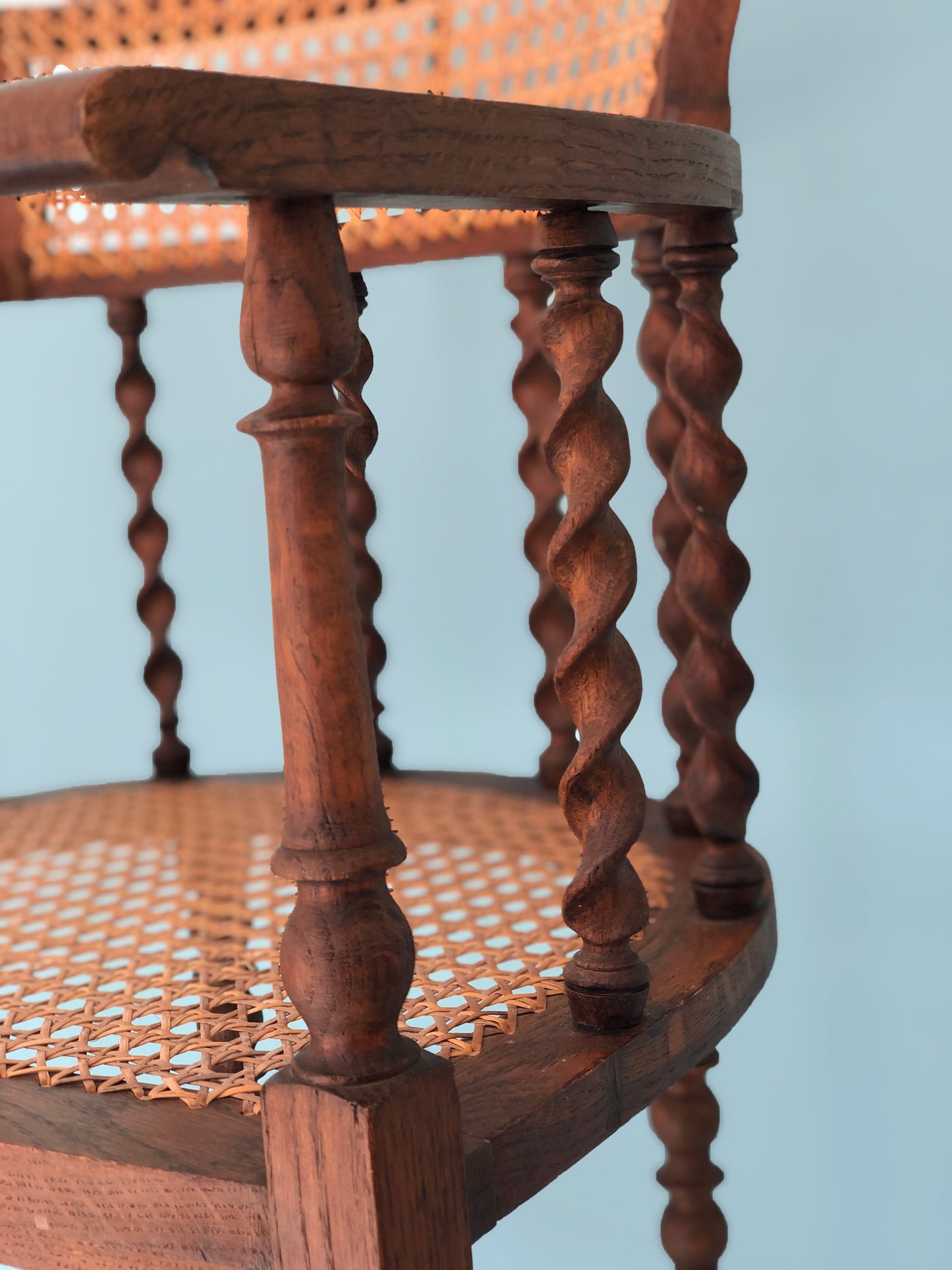 Edwardian Barley Twist Corner Chair With Cane 19th Century