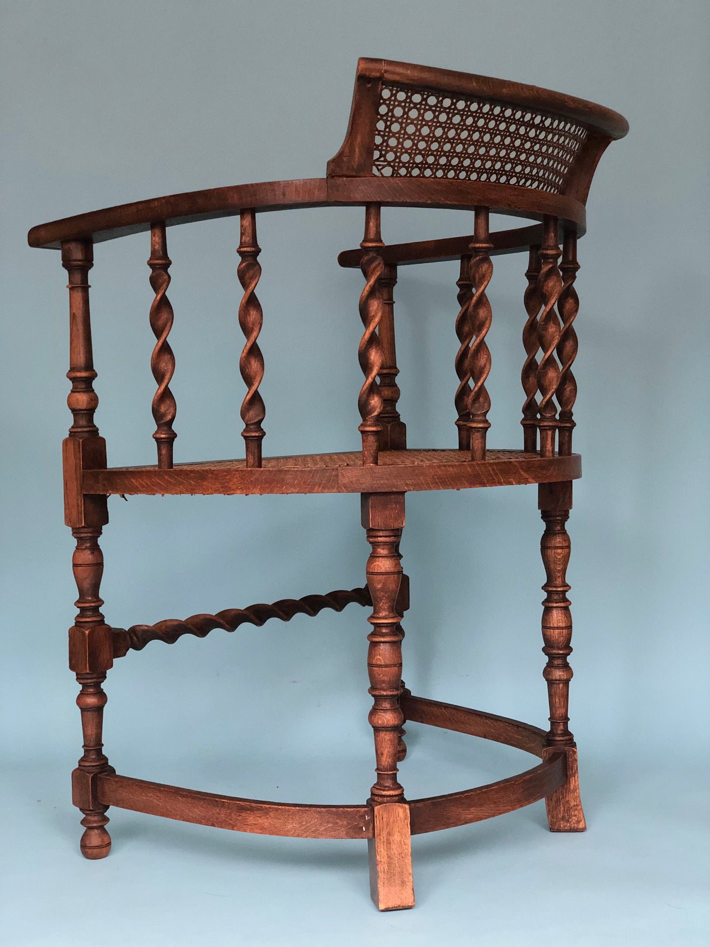 Edwardian Barley Twist Corner Chair With Cane 19th Century