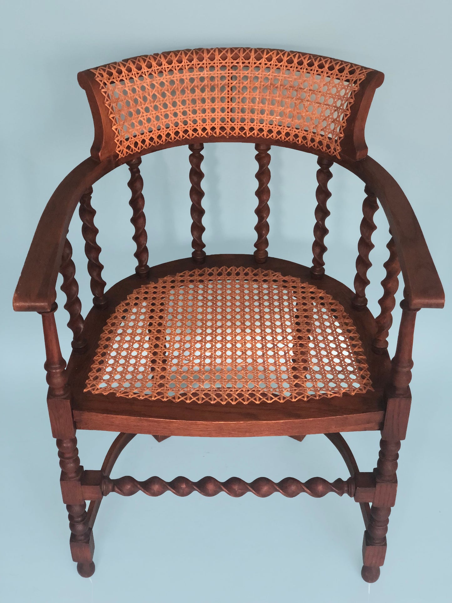 Edwardian Barley Twist Corner Chair With Cane 19th Century
