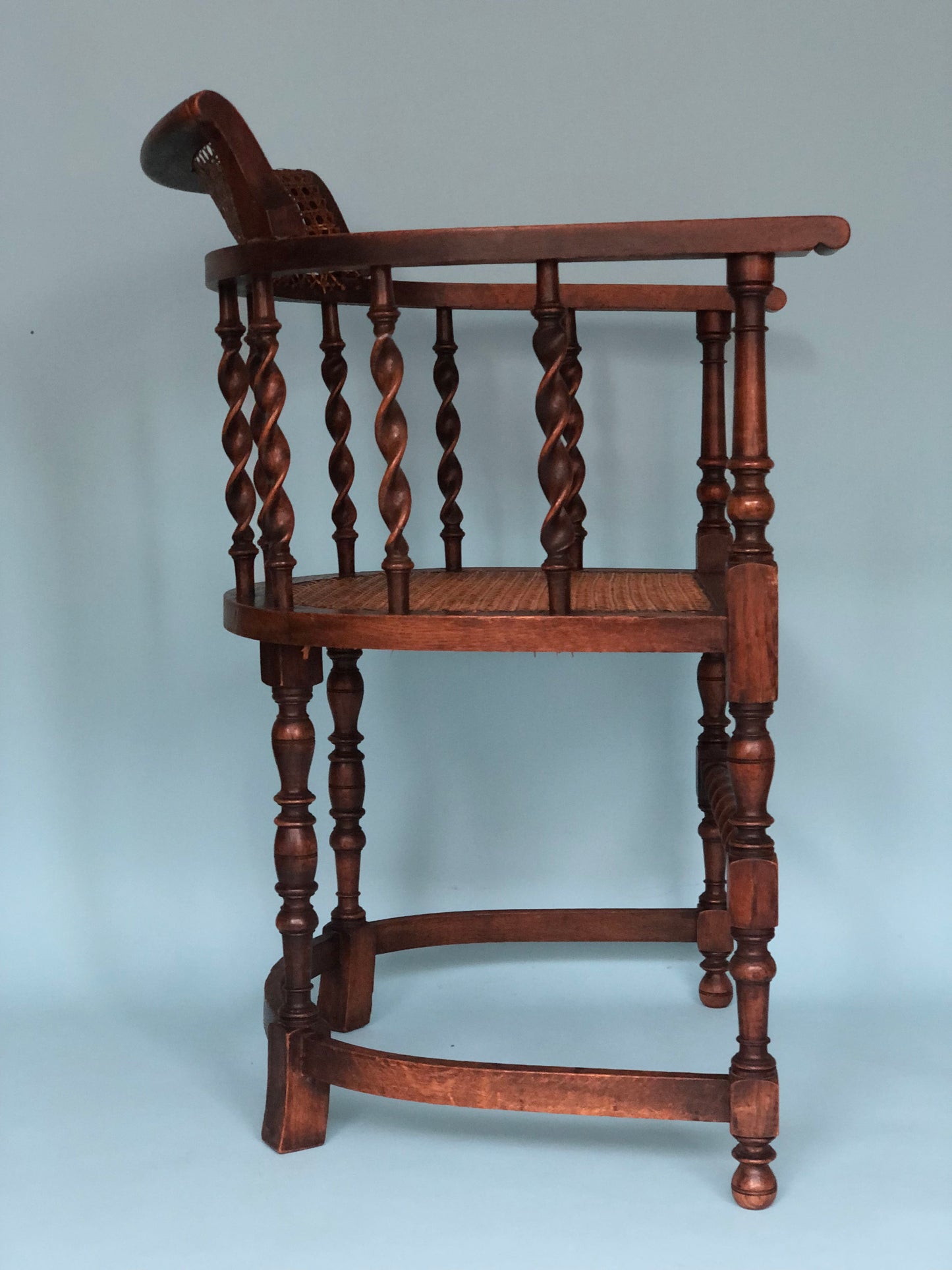 Edwardian Barley Twist Corner Chair With Cane 19th Century