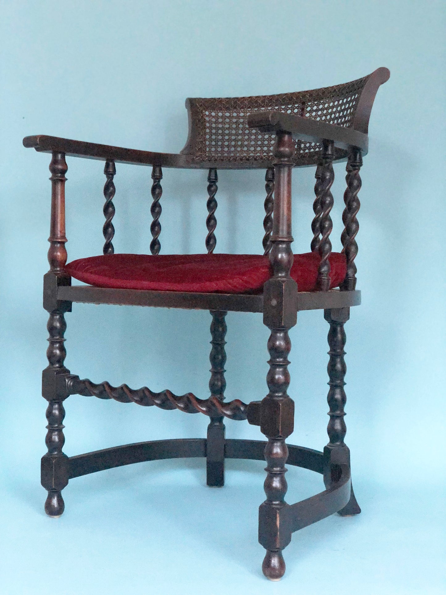 Edwardian Barley Twist Corner Chair With Cane Late 19th Century