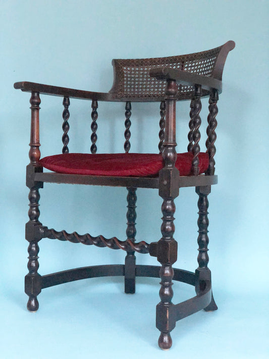 Edwardian Barley Twist Corner Chair With Cane Late 19th Century