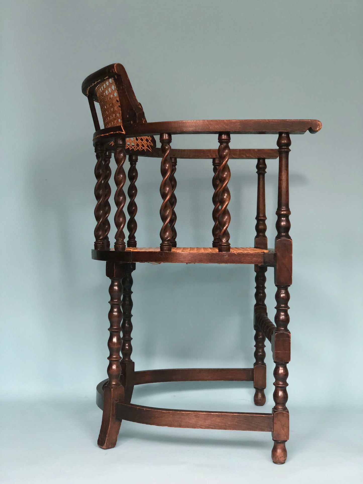 Edwardian Barley Twist Corner Chair With Cane Late 19th Century