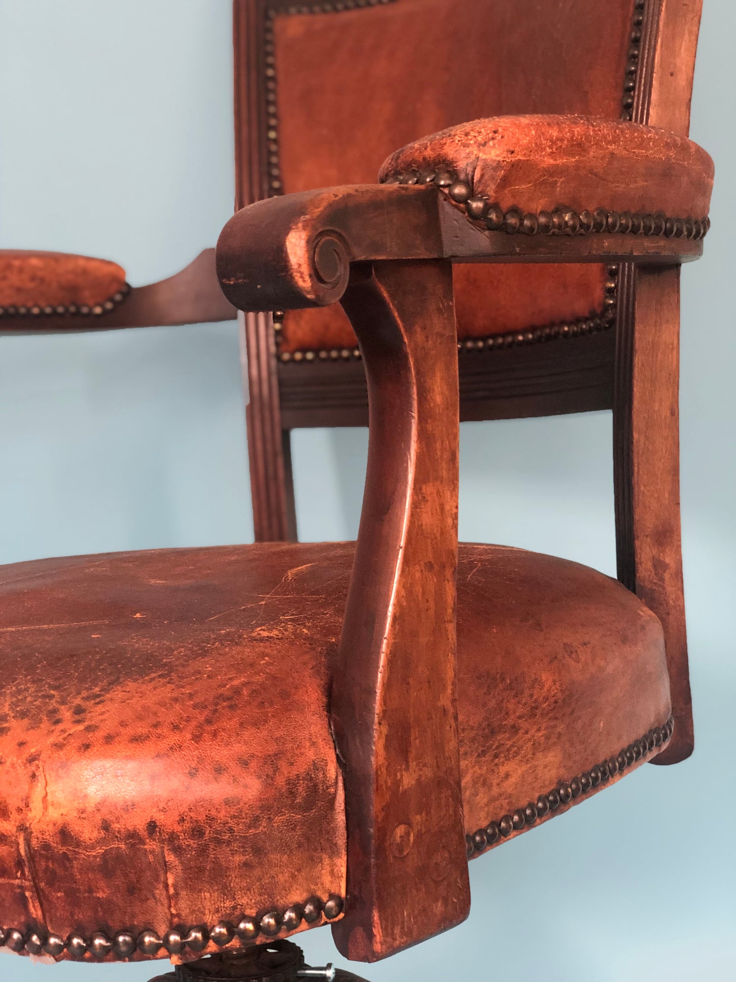 Edwardian Swivel Office Desk Chair Mahogany 1920s