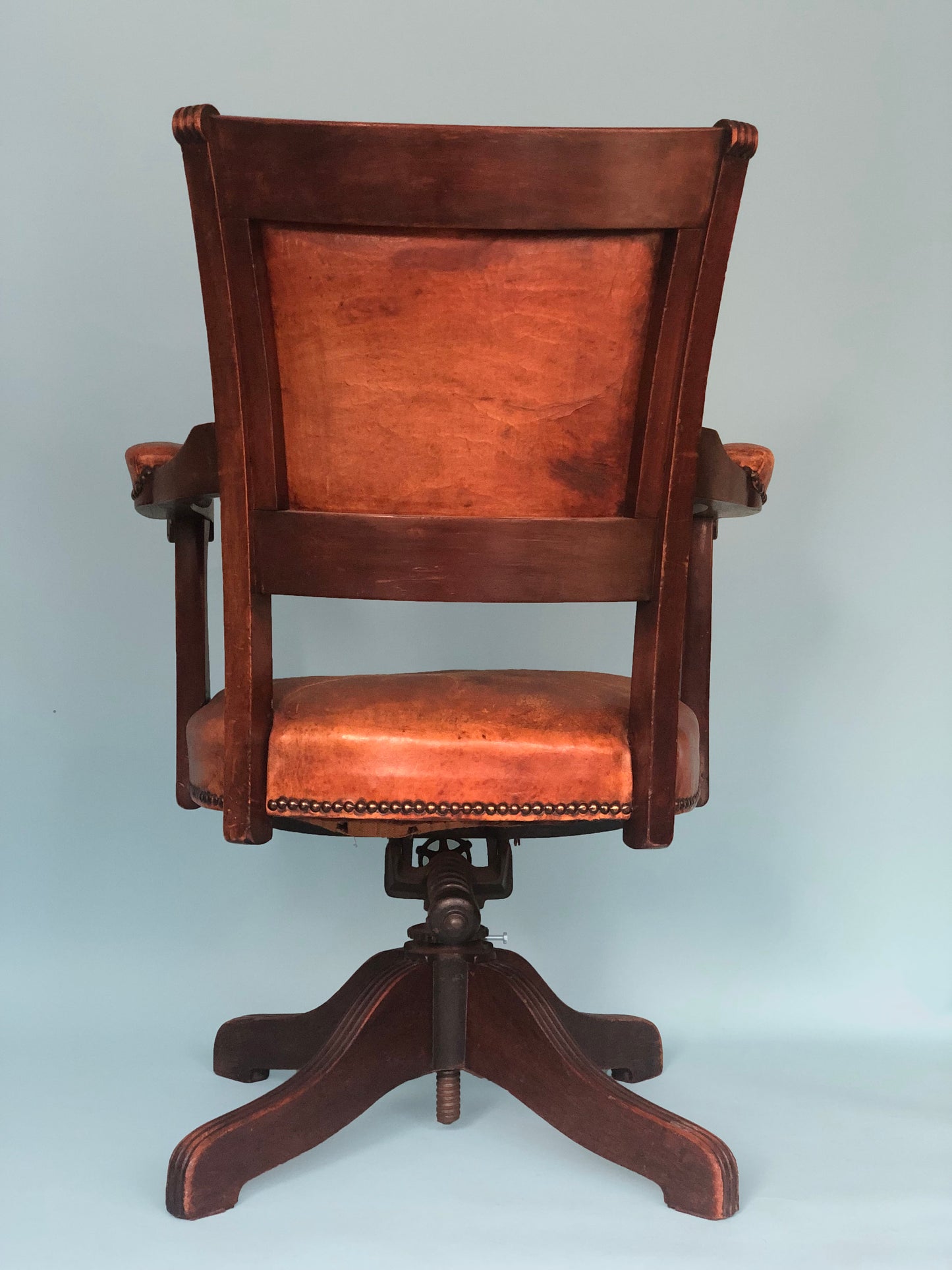 Edwardian Swivel Office Desk Chair Mahogany 1920s