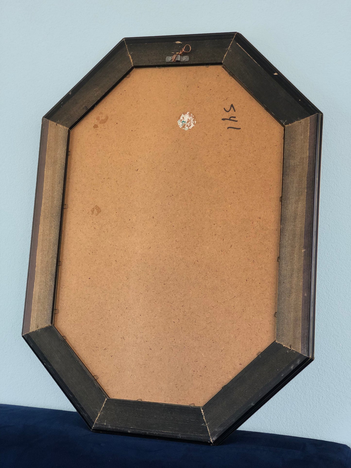 Handcrafted Octagonal Facet Cut Mirror In Black and Gold 1980s