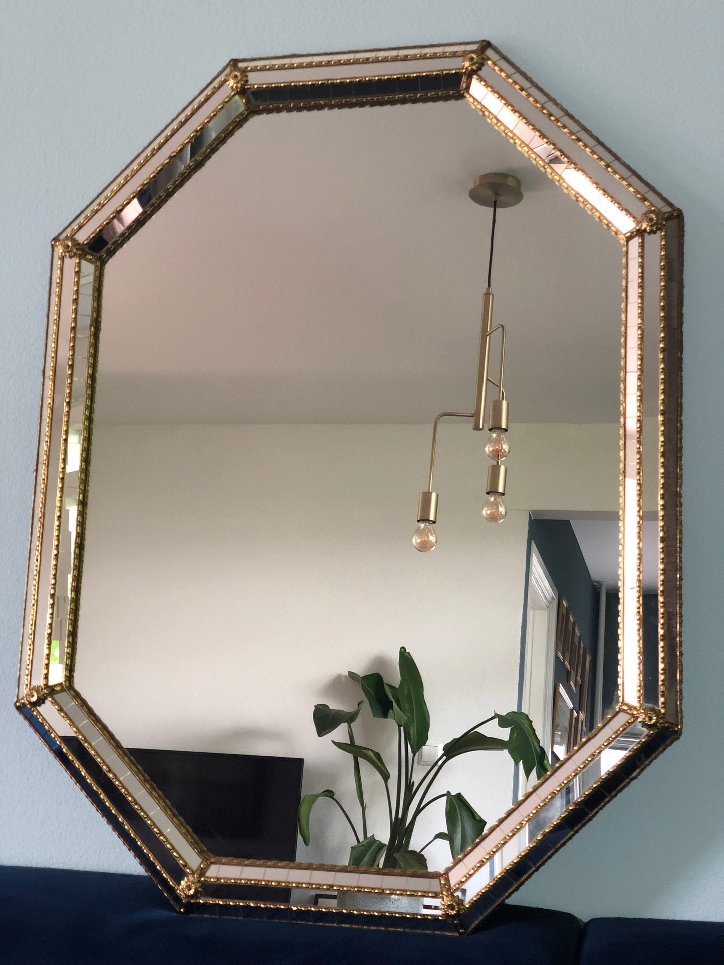 Hollywood Regency Octagonal Trapezium Mirror Spain 1970s