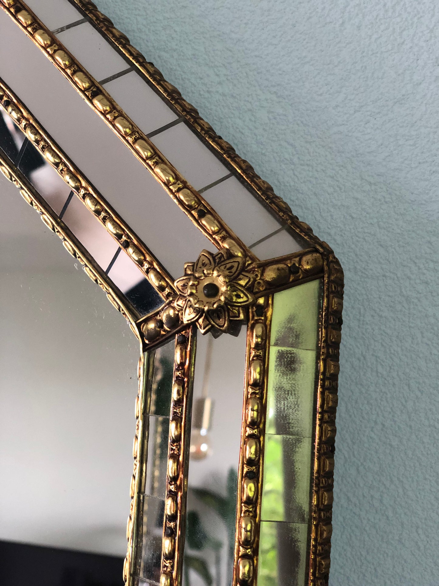 Hollywood Regency Octagonal Trapezium Mirror Spain 1970s