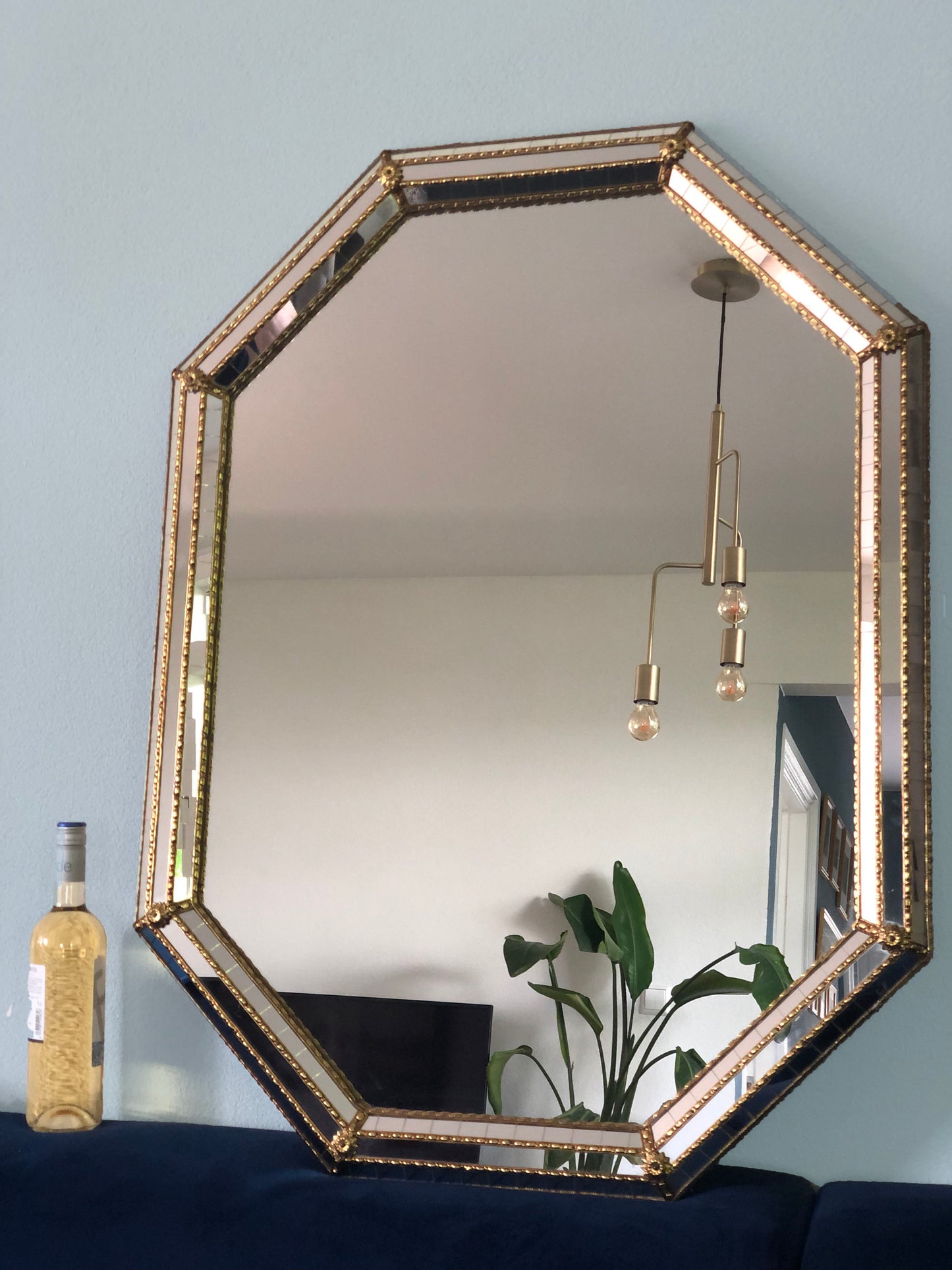 Hollywood Regency Octagonal Trapezium Mirror Spain 1970s
