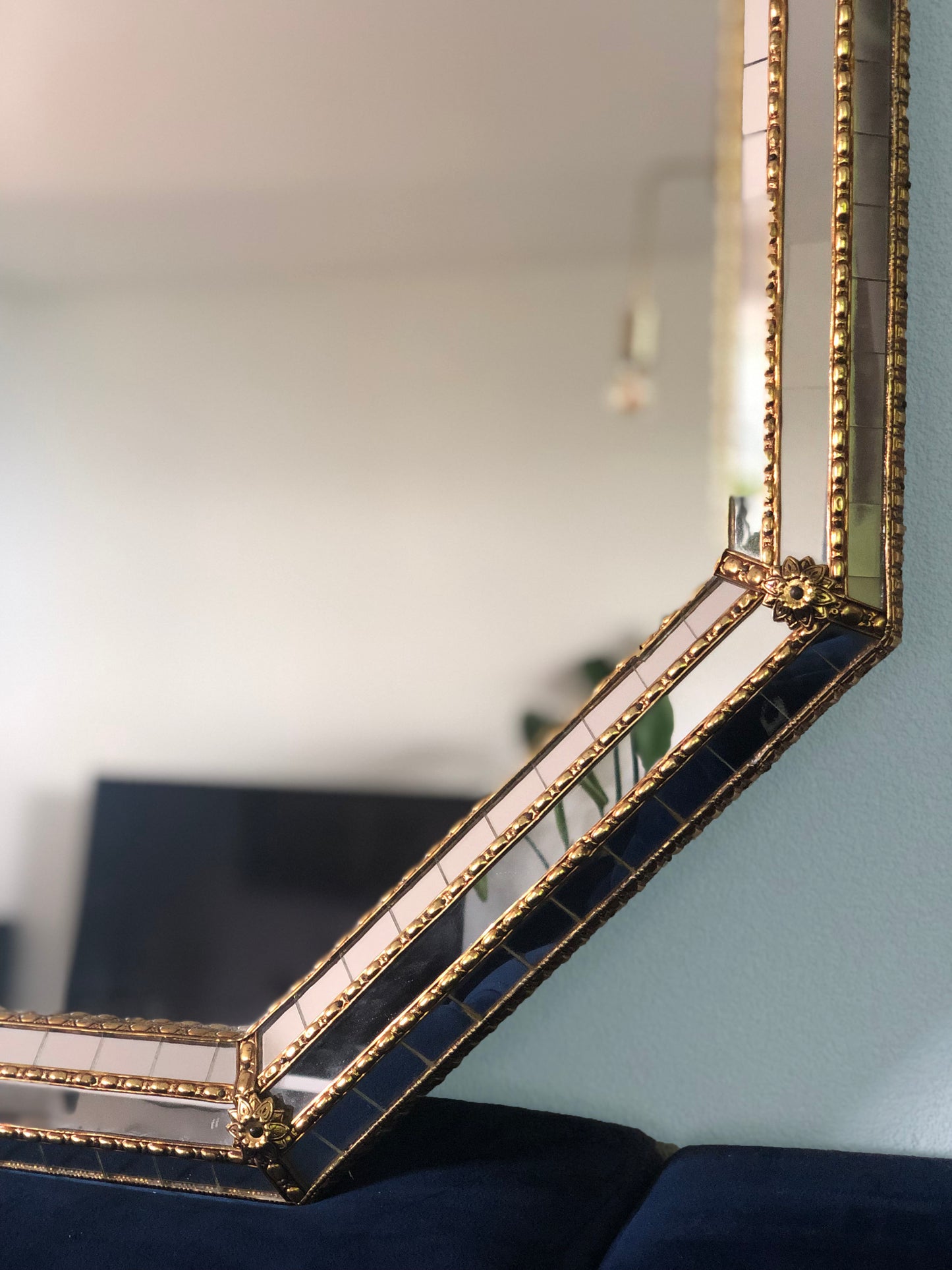 Hollywood Regency Octagonal Trapezium Mirror Spain 1970s