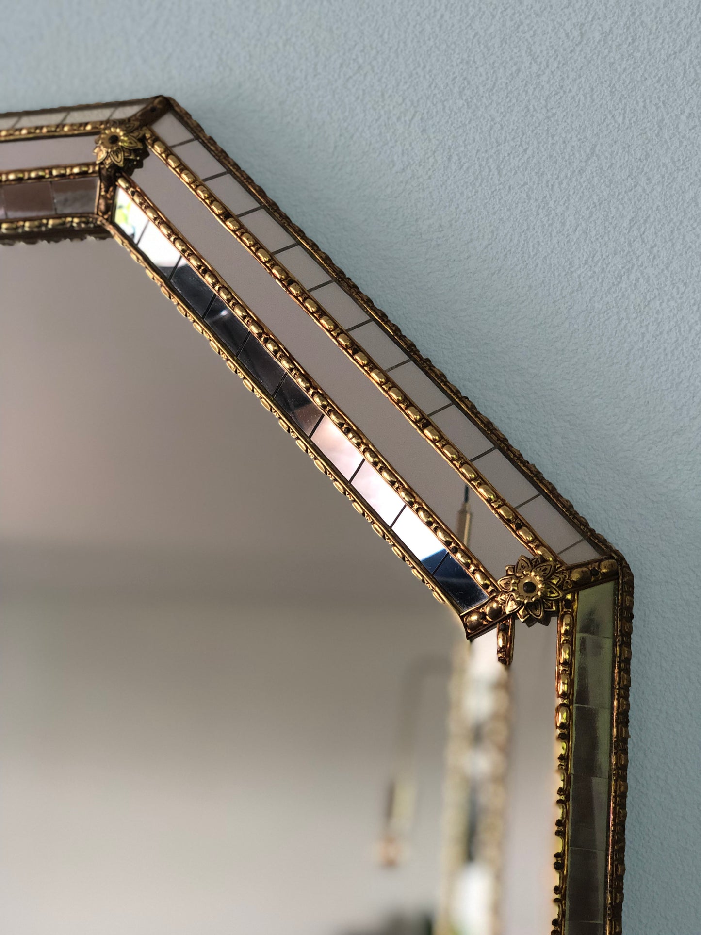 Hollywood Regency Octagonal Trapezium Mirror Spain 1970s