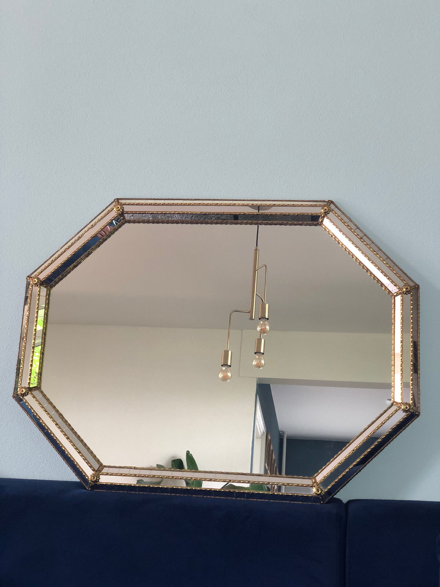 Hollywood Regency Octagonal Trapezium Mirror Spain 1970s