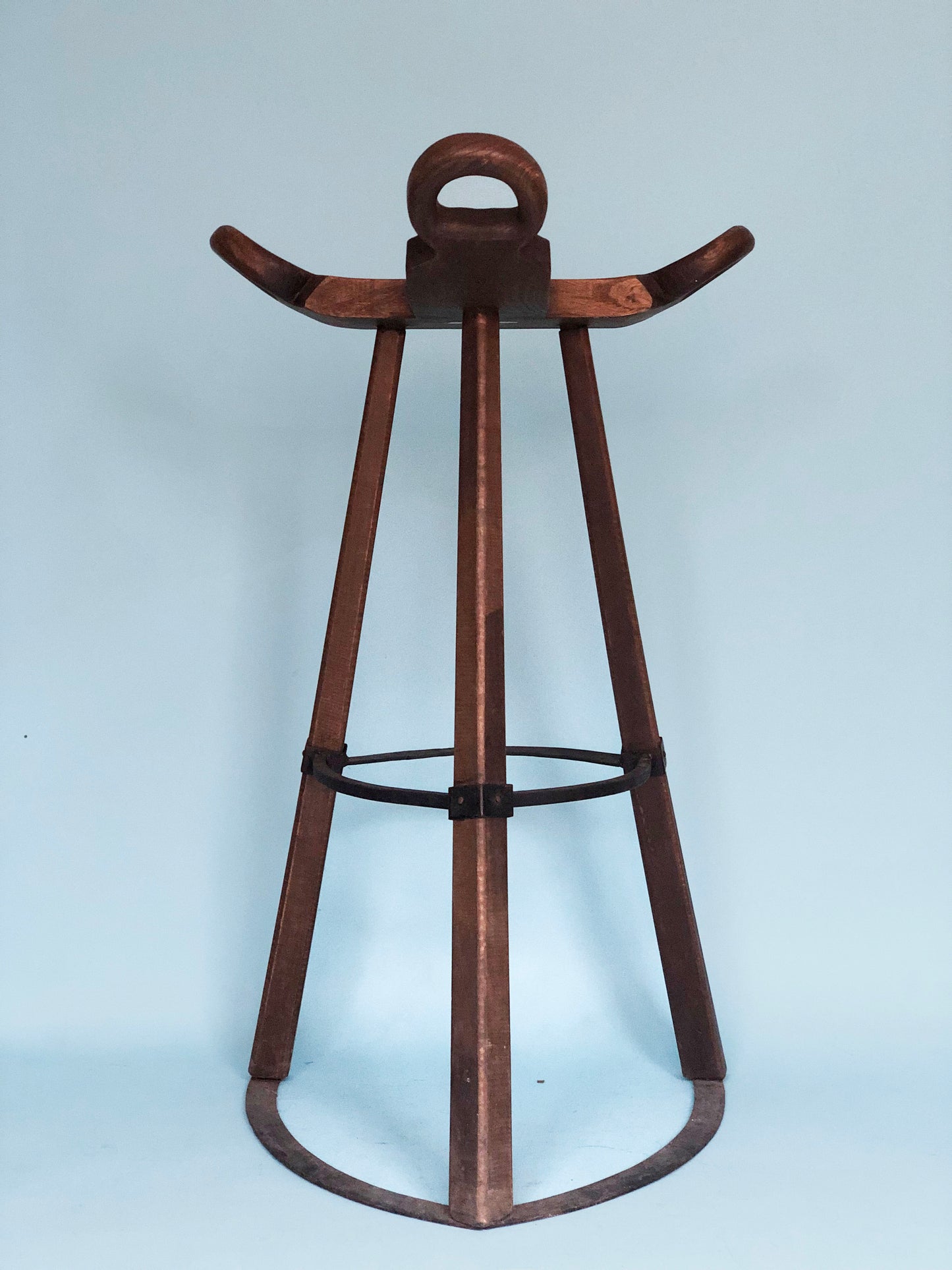 Industrial Brutalist Bar Stools Marbella 1970s Set of 3