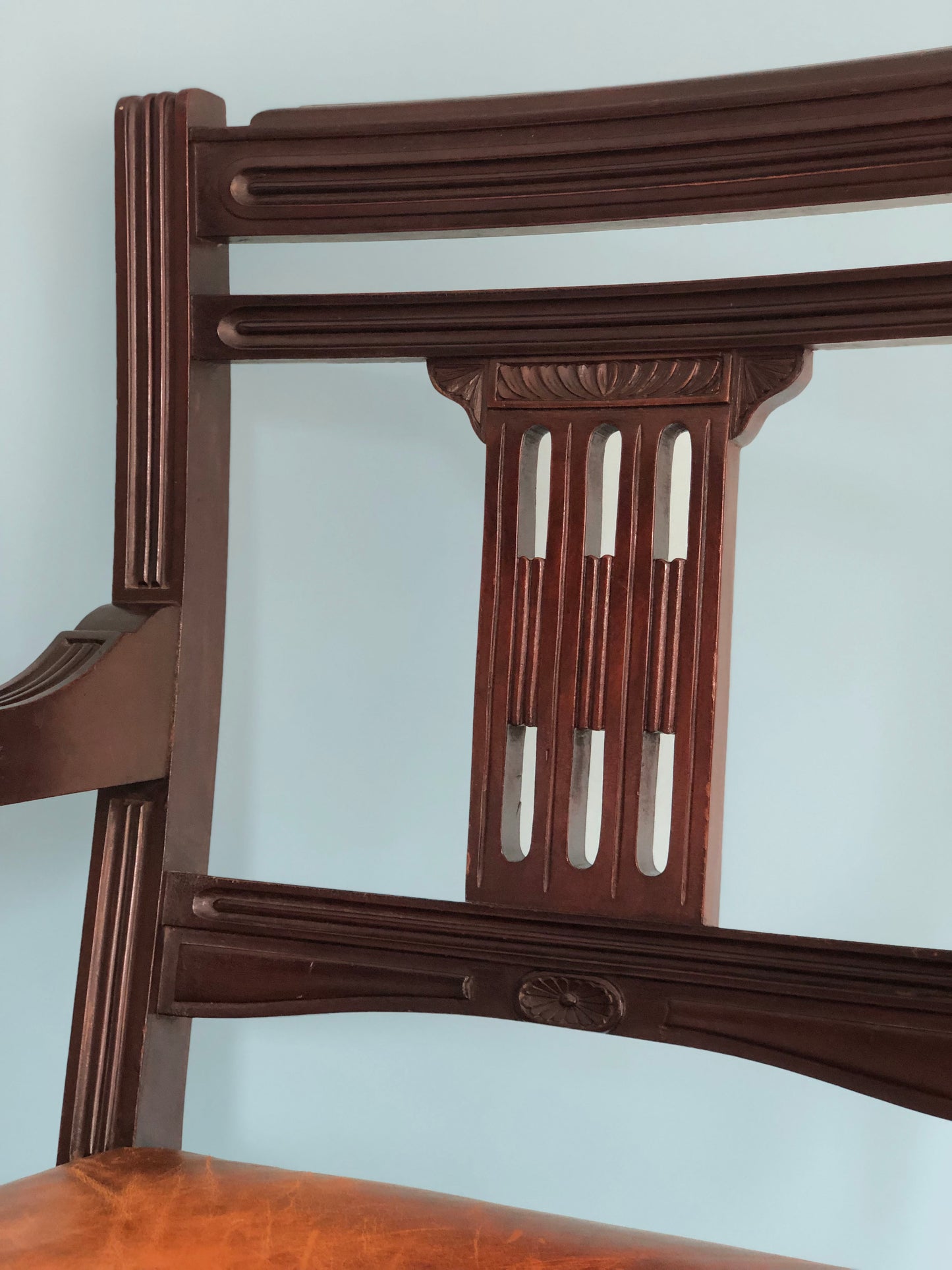 Mahogany Leather Empire Desk Chair 1900s USA