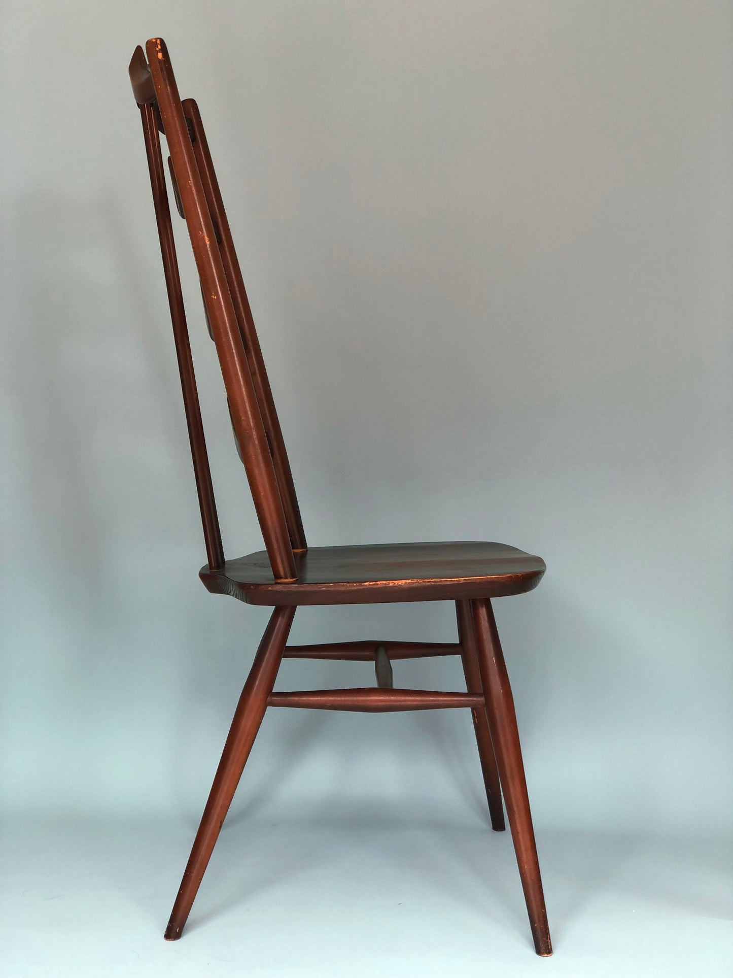 Mid Century Walnut Ladderback Dining Chairs Lucian Ercolani for Ercol England Set of 2