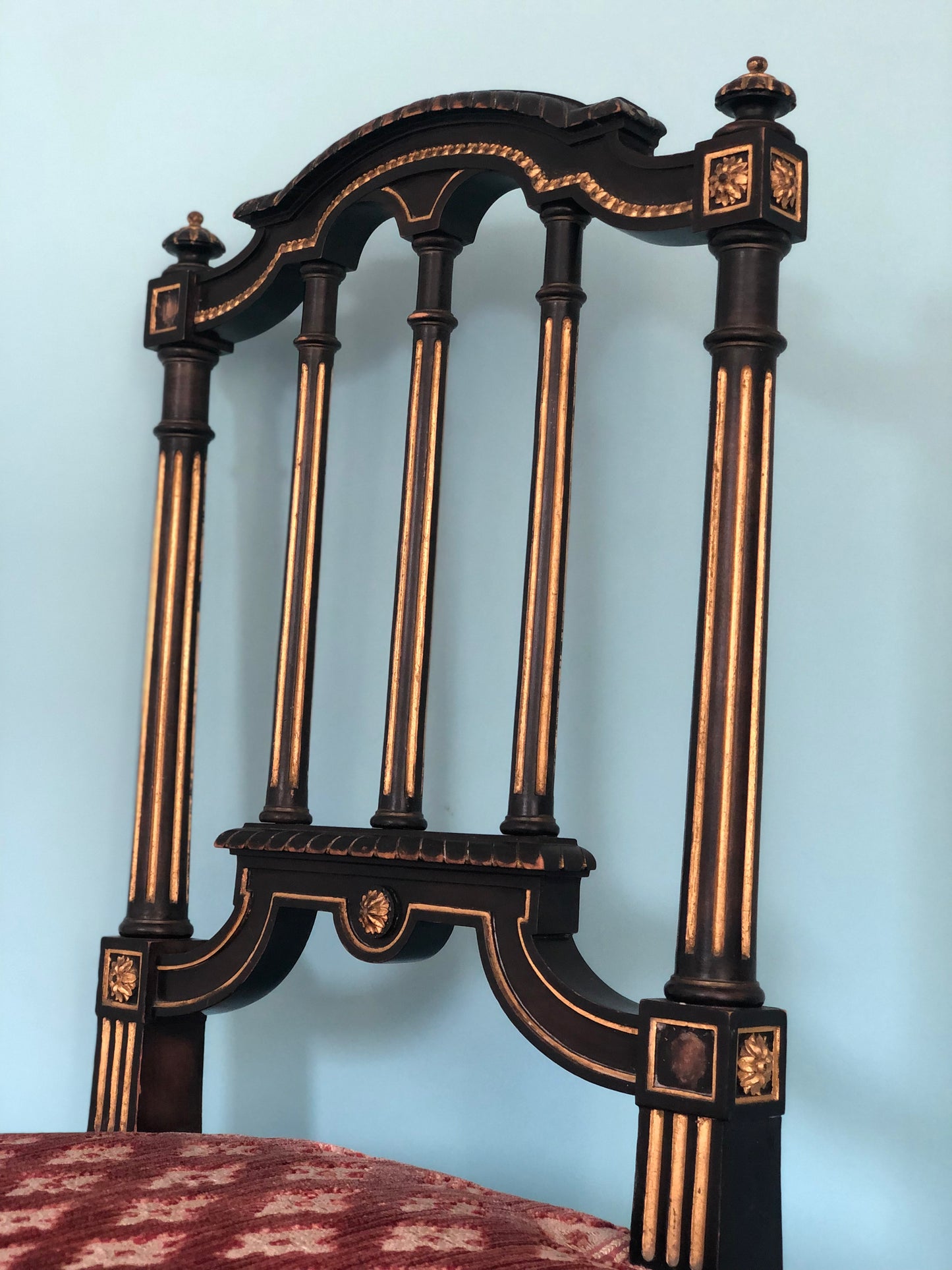 Napoleon III style Vintage Gilt Dining Chairs in Black and Gold Set of 2