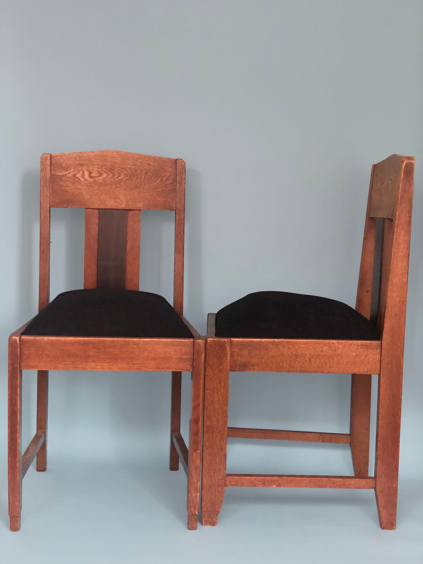 Oak Art Deco Amsterdam School Chairs 1920s. Set of 2