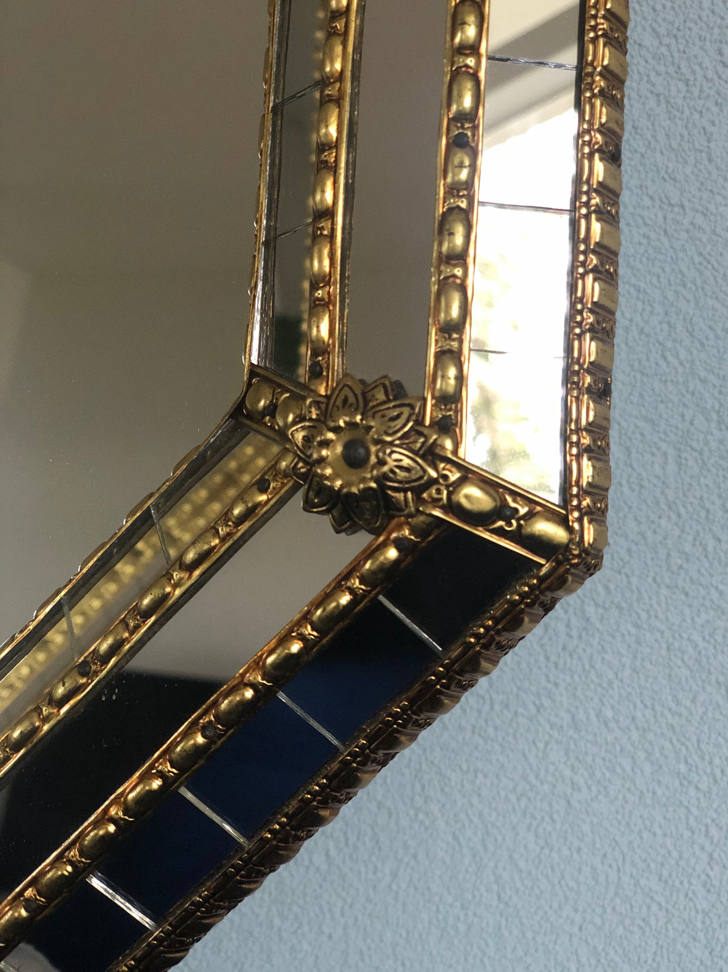 Octagonal Trapezium Mirror Hollywood Regency 1970s