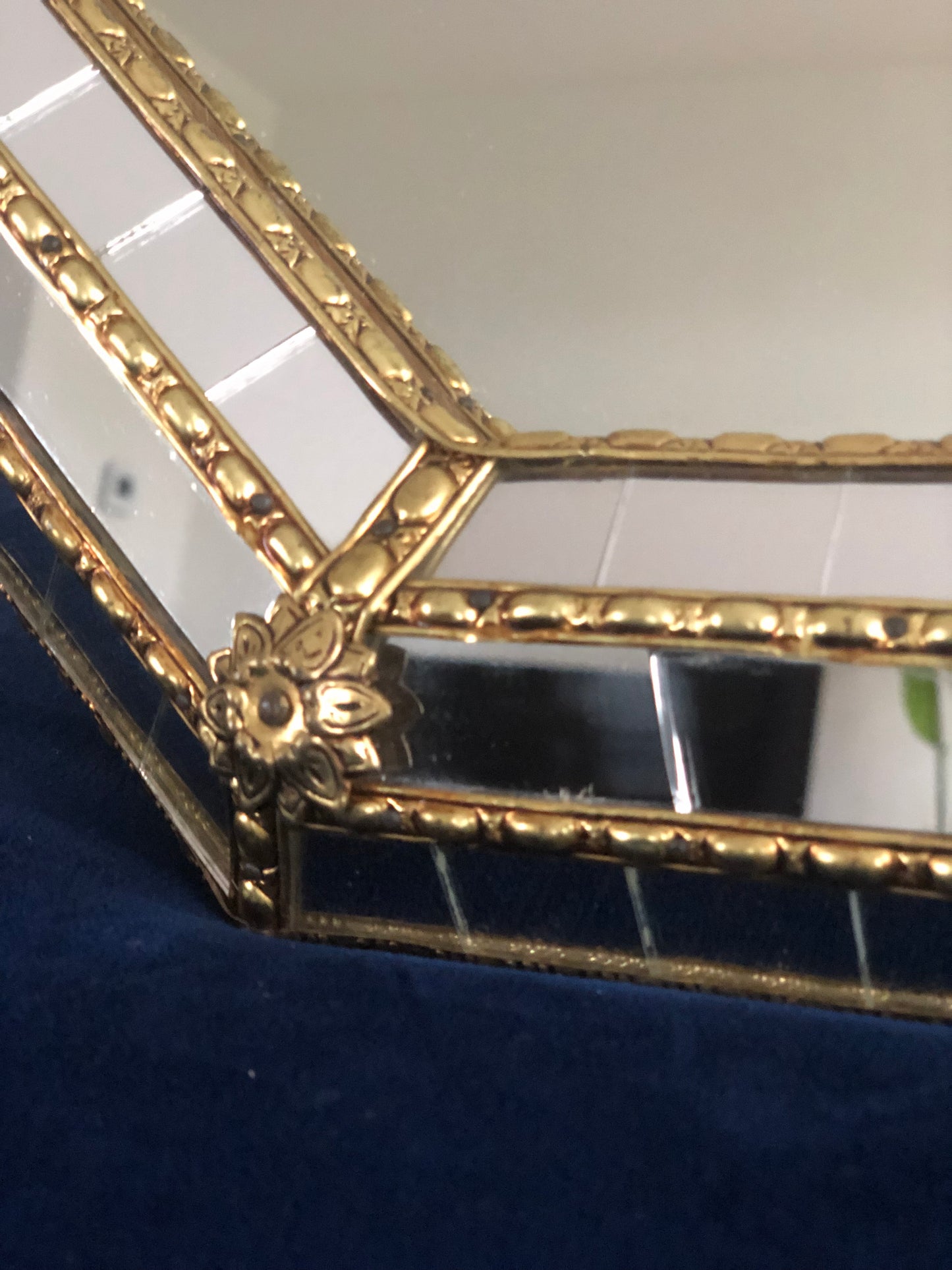 Octagonal Trapezium Mirror Hollywood Regency 1970s