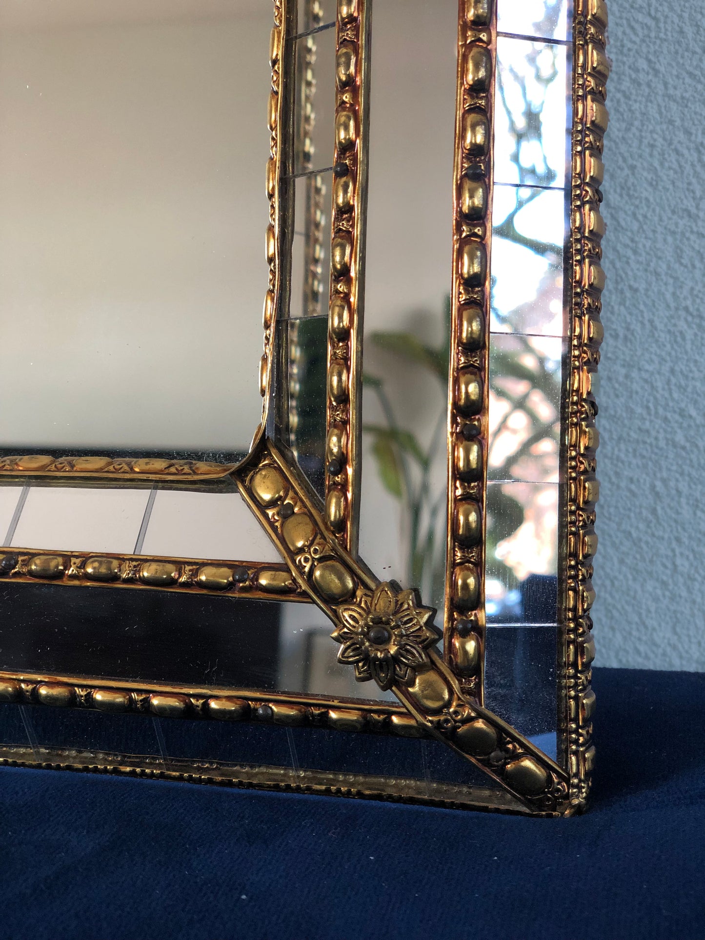Spanish Handcrafted Small Mirror Hollywood Regency 1980s