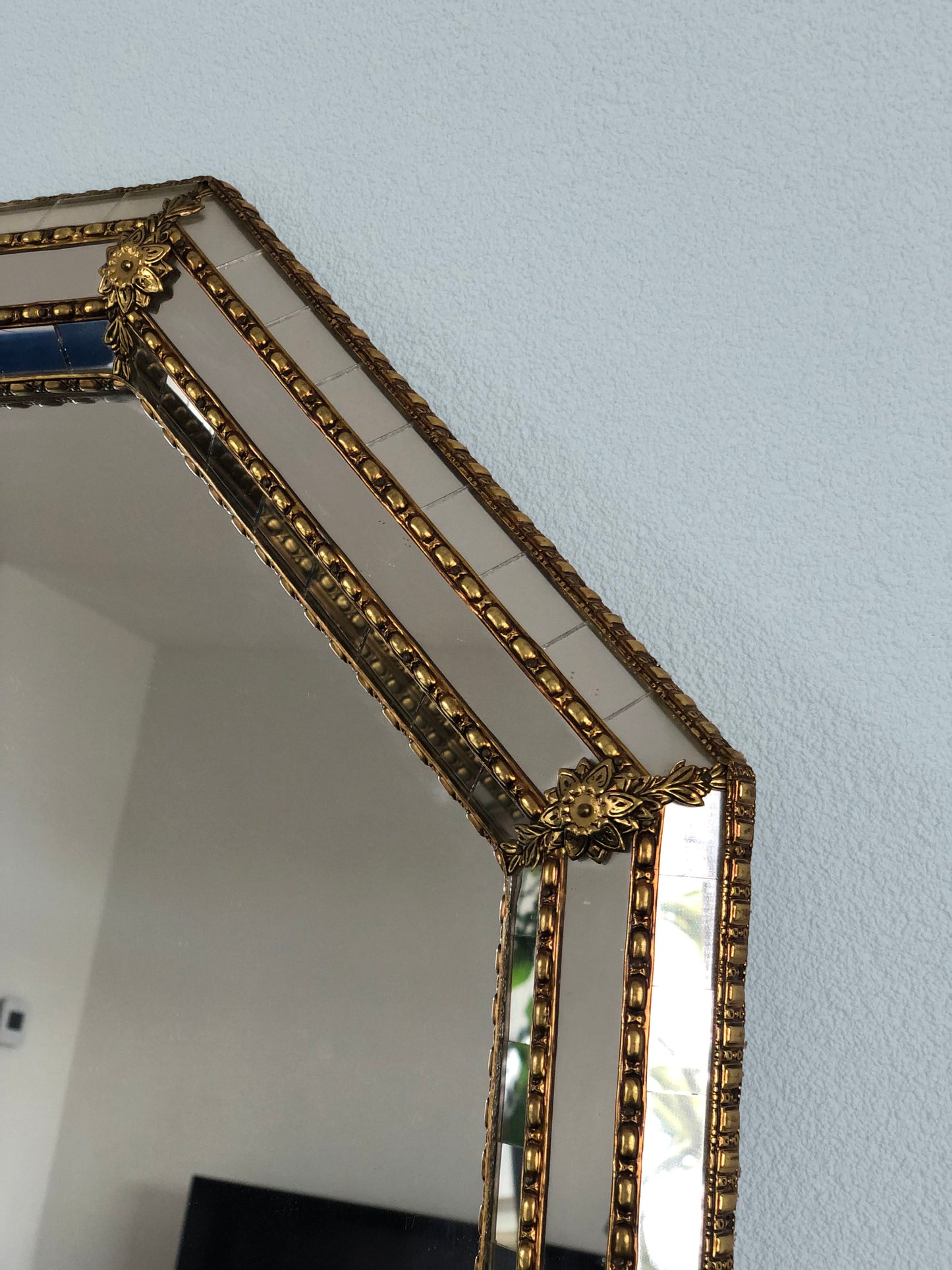 Venetian Octagonal Mirror Hollywood Regency 1980s