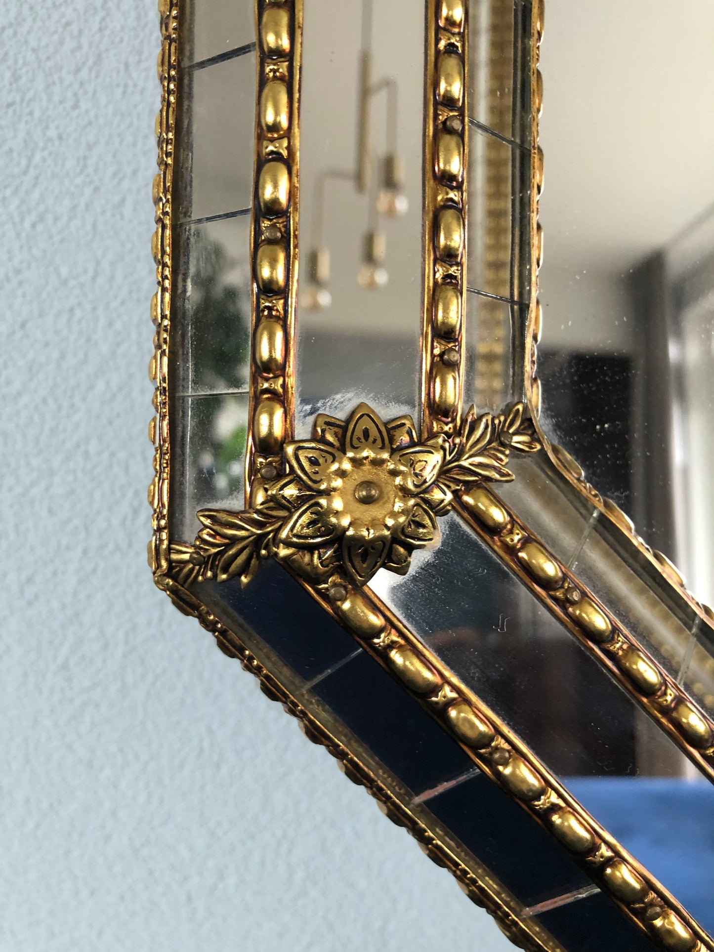 Venetian Octagonal Mirror Hollywood Regency 1980s