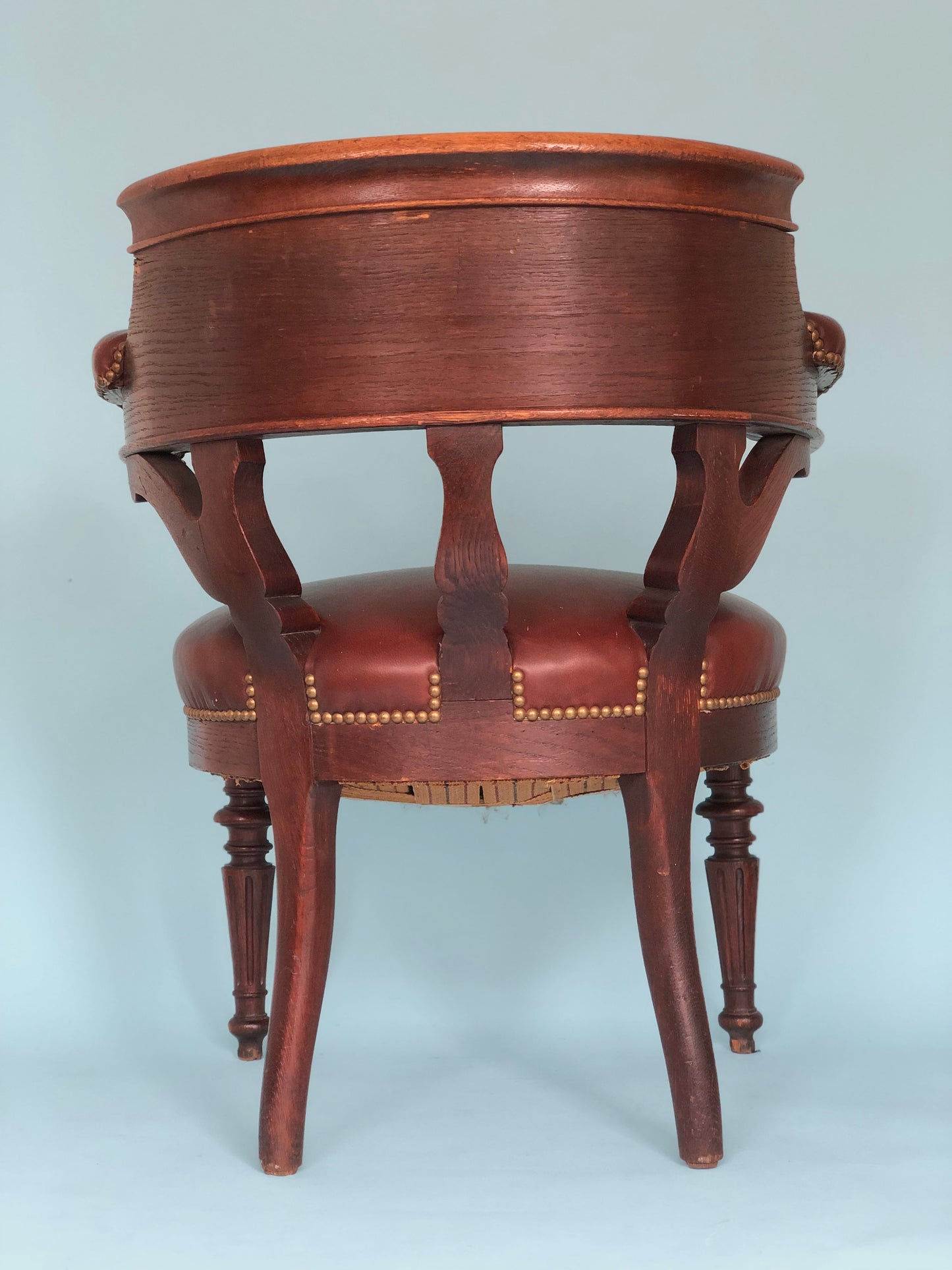 Victorian Oak Burgundy Red Leather Desk Chair