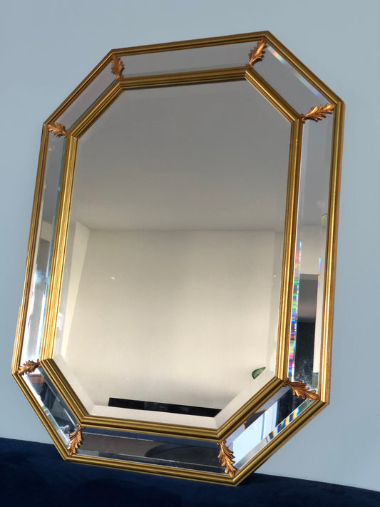 Vintage Facet Cut Hollywood Regency Mirror 1960s