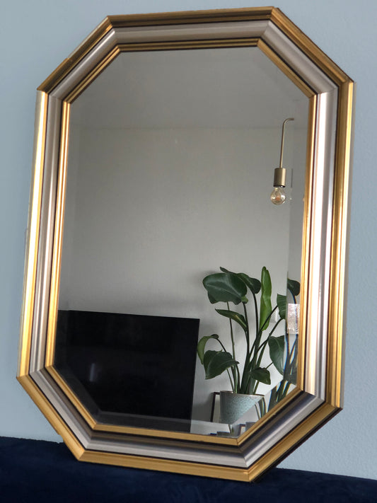 Vintage Facet-Cut Mirror In Gold And Silver 1970s