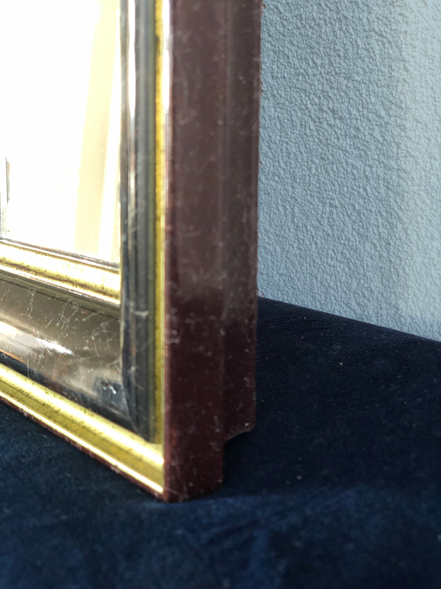 Facet Cut Mirror In Black And Gold Hollywood Regency 1980s