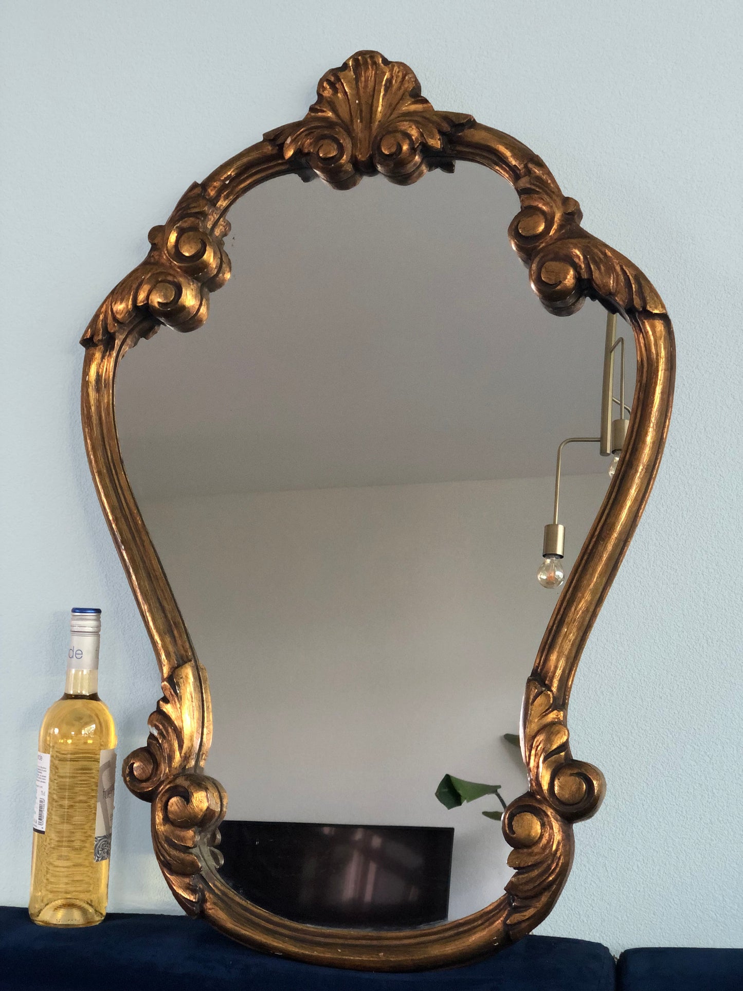 Vintage Giltwood Baroque Crest Mirror 170s