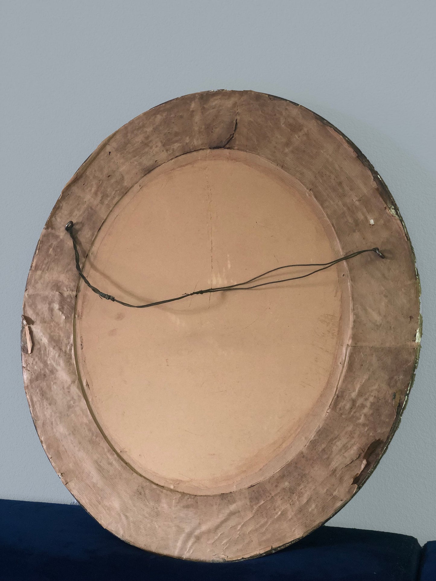 Vintage Giltwood Oval Heavy Mirror 1980s