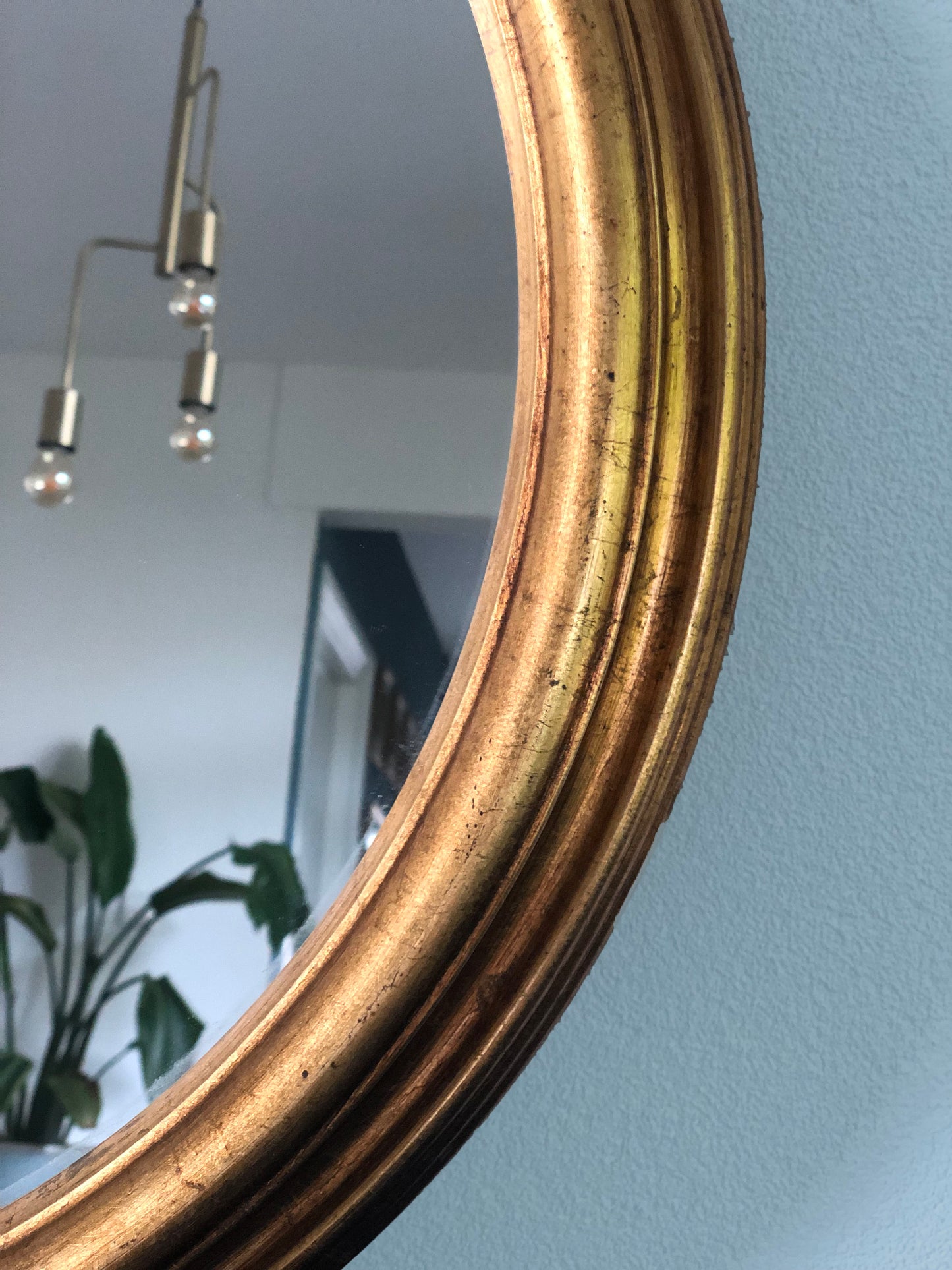 Vintage Giltwood Round Mirror 1970s