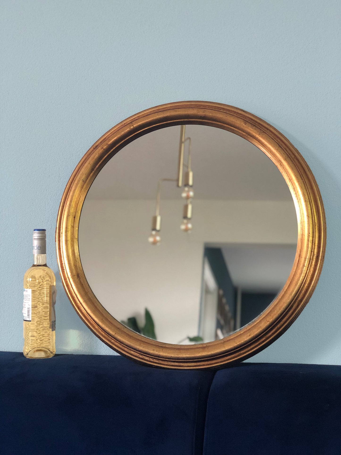 Vintage Giltwood Round Mirror 1970s