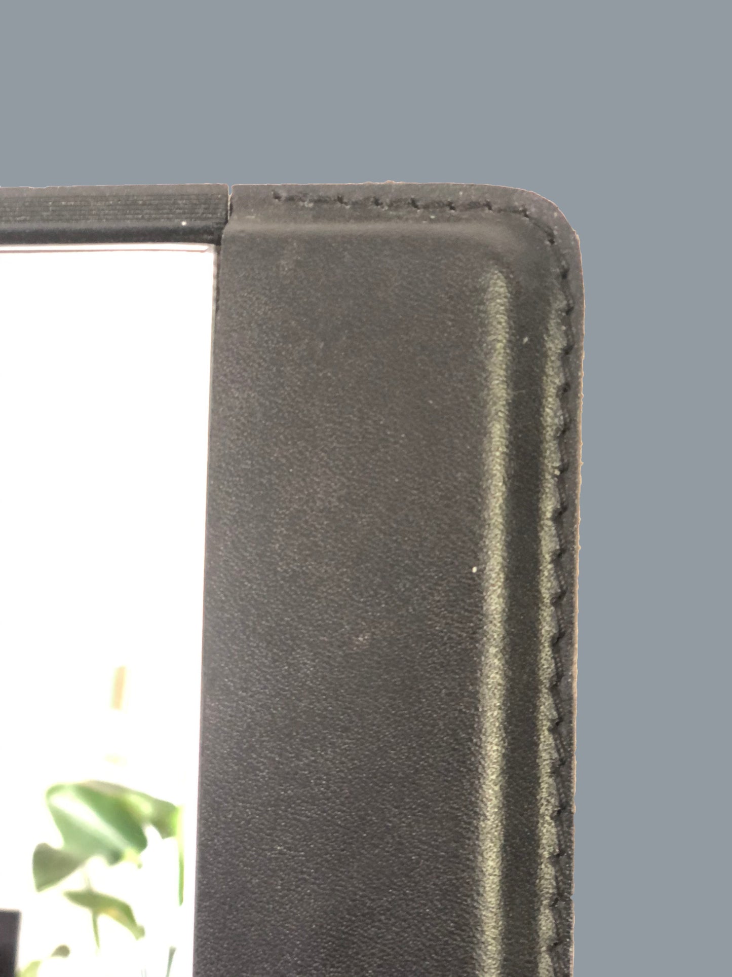 Vintage Leather Rectangular Mirror Jacques Adnet Style 1960s
