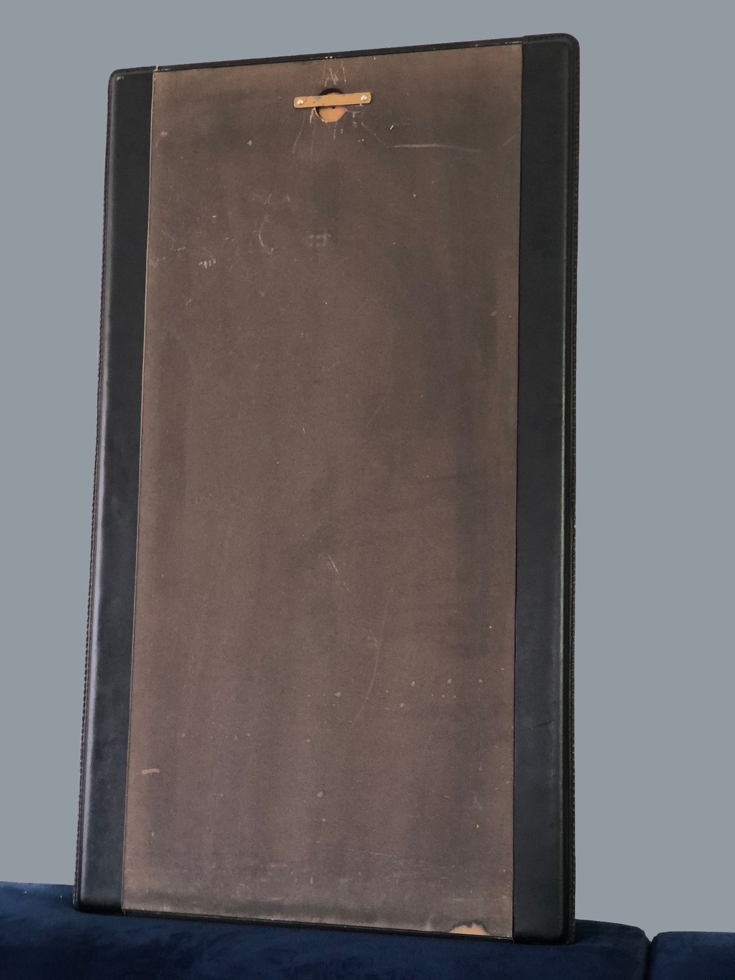 Vintage Leather Rectangular Mirror Jacques Adnet Style 1960s