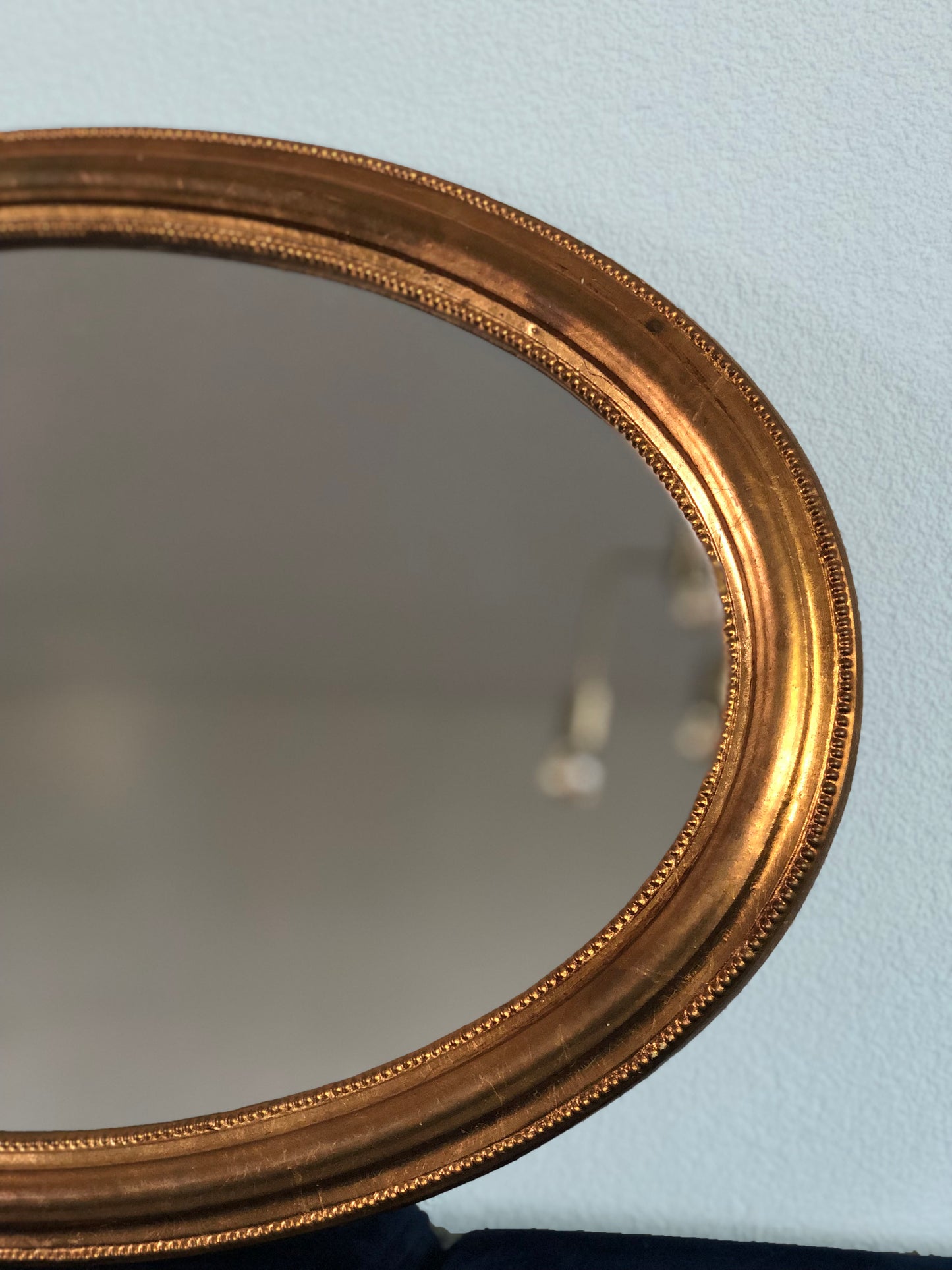 Vintage Oval Giltwood Small Mirror 1970s