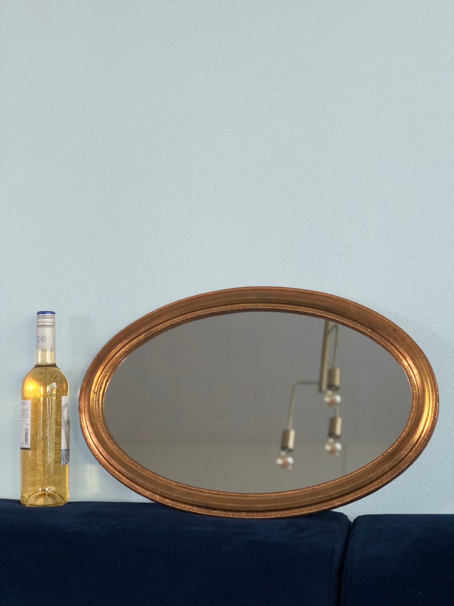Vintage Oval Giltwood Small Mirror 1970s