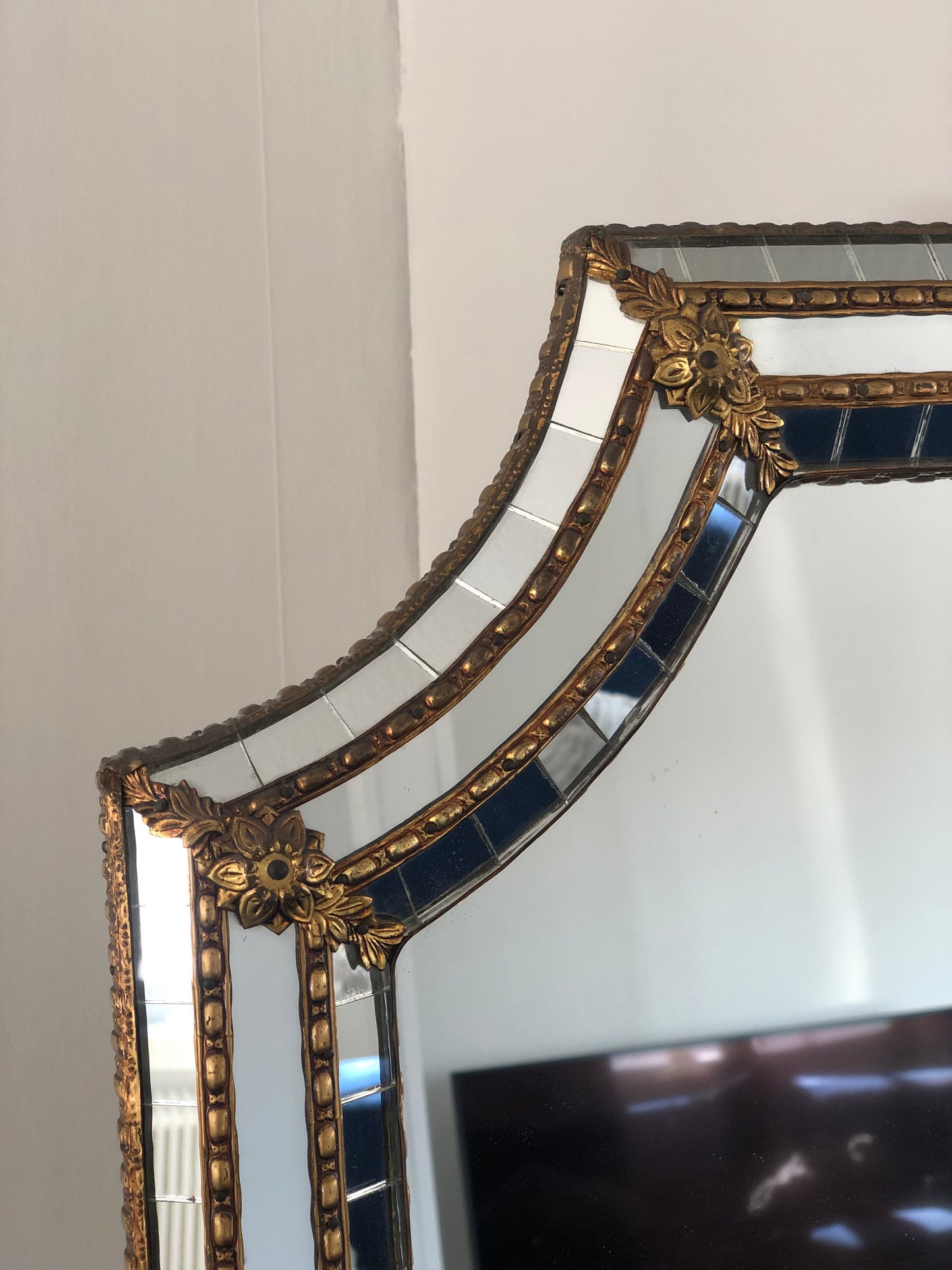 Vintage Venetian Mirror Hollywood Regency in Gold Spain 1990s