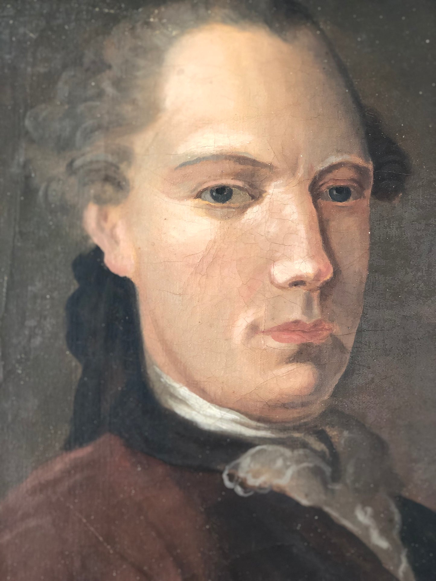 Mid 18tth Century Oil Painting Portrait of a Gentleman, France