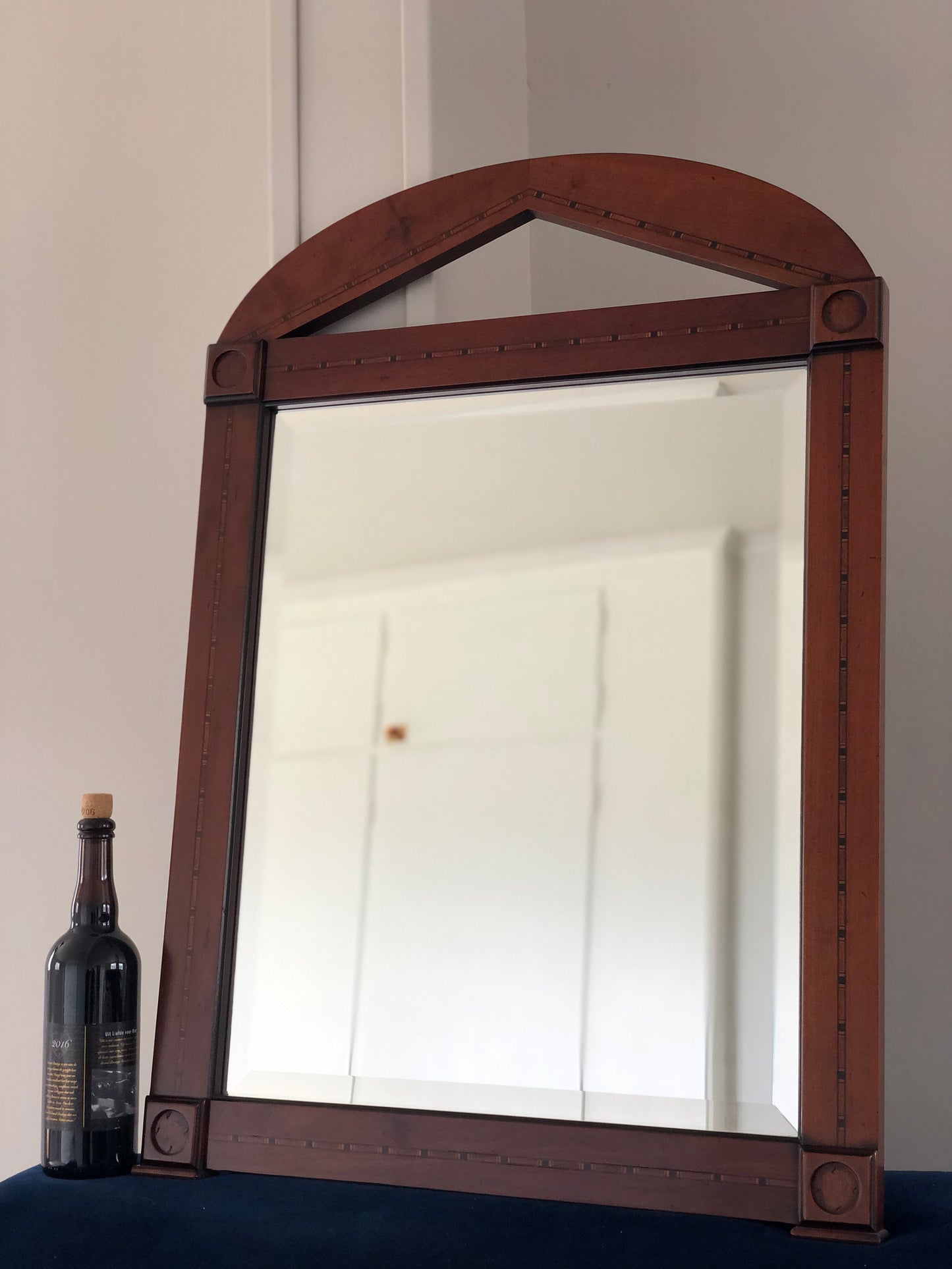 Vintage Mahogany Mirror with Satinwood Inlay