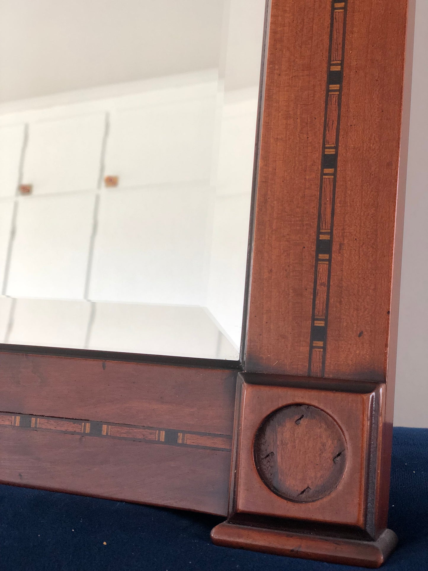 Vintage Mahogany Mirror with Satinwood Inlay