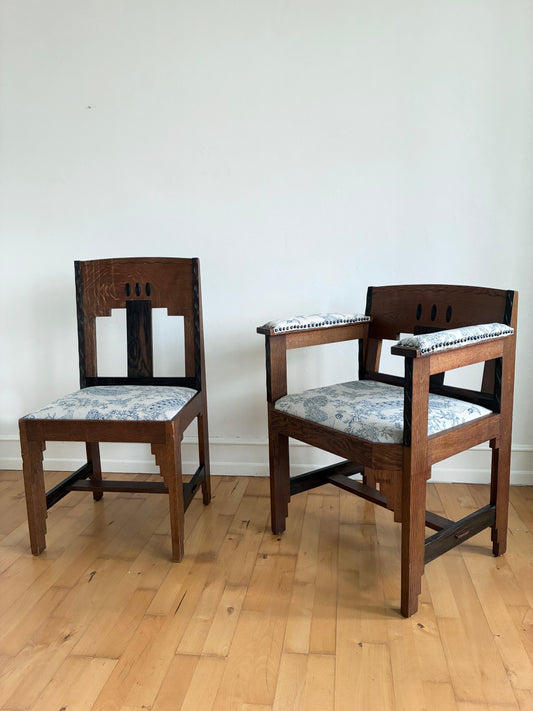 A Pair of Dutch Art Deco Amsterdam School Chairs, 1920s