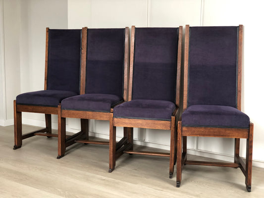 Set of 4 Art Deco Haagse School Dining Chair Frits Spanjaard 1930s