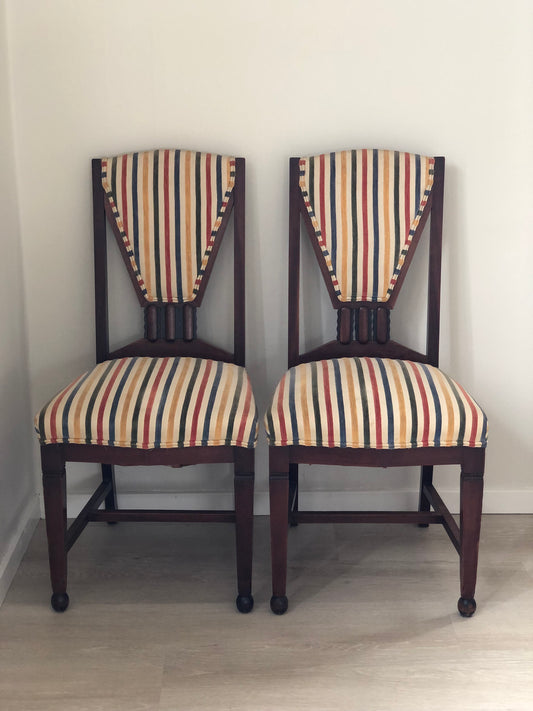 Pair of 2 Art Deco Amsterdam School ‘t Woonhuys Dining Chairs The Netherlands 1930s